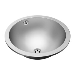 SANELA - Umyvadlo zápustné, průměr 37 cm, bez otvoru pro baterii, matná nerez (SLUN 44X)