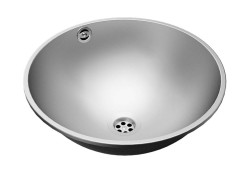 SANELA - Umyvadlo zápustné, průměr 38 cm, bez otvoru pro baterii, matná nerez (SLUN 45X)