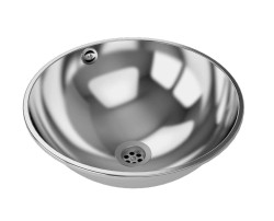 SANELA - Umyvadlo zápustné, průměr 38 cm, bez otvoru pro baterii, nerez (SLUN 45)