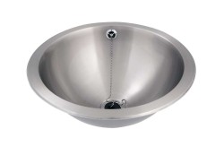 SANELA - Umyvadlo zápustné, průměr 46 cm, bez otvoru pro baterii, matná nerez (SLUN 34)