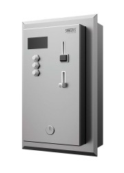 SANELA - Vestavěný mincovní automat pro 4-12 sprch, interaktivní ovládání, antivandal, matný nerez (SLZA 02KNZ)