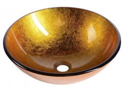 SAPHO - AGO skleněné umyvadlo na desku Ø 42 cm, zlatě oranžová (2501-19)