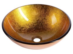 SAPHO - AGO skleněné umyvadlo na desku Ø 42cm, zlatá/oranžová (2501-19)