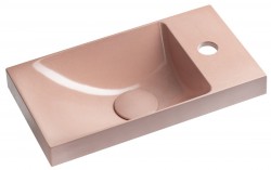 SAPHO - AGOS betonové umývátko 40x22cm, levé/pravé, růžová pololesk (AS40021)