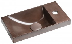 SAPHO - AGOS betonové umývátko 40x22cm, levé/pravé, tmavě hnědá pololesk (AS40015)