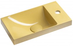 SAPHO - AGOS betonové umývátko 40x22cm, levé/pravé, žlutá pololesk (AS40022)