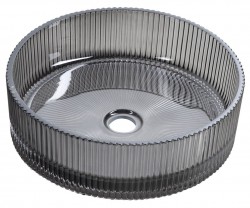 SAPHO - ANHELO skleněné gravírované umyvadlo na desku Ø 39,5cm, černá (TY317B)