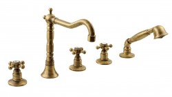 SAPHO - ANTEA pětiprvková baterie na okraj vany s retro hubicí, bronz (3886)