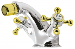 SAPHO - ANTEA stojánková bidetová baterie s výpustí, chrom/zlato (3182)