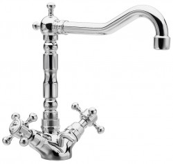 SAPHO - ANTEA stojánková umyvadlová baterie s retro hubicí s výpustí, chrom (3371)