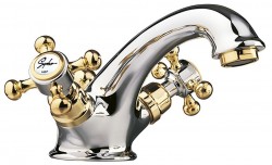 SAPHO - ANTEA stojánková umyvadlová baterie s výpustí, chrom/zlato (3172)