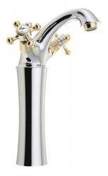 SAPHO - ANTEA stojánková umyvadlová baterie vysoká s výpustí, výška 245, chrom/zlato (3172L)