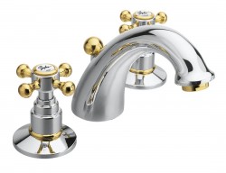 SAPHO - ANTEA tříprvková umyvadlová baterie s výpustí, chrom/zlato (3022)