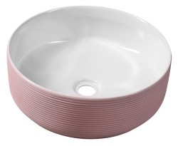 SAPHO - ARDEA keramické umyvadlo na desku, Ø 41cm, bílá/růžová (AR041)