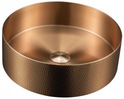SAPHO - AURUM nerezové umyvadlo na desku, průměr 38 cm, včetně výpusti, tepané, měď mat (AU301-T)