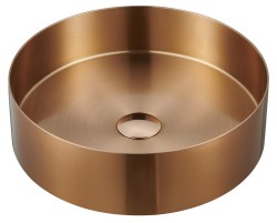 SAPHO - AURUM nerezové umyvadlo na desku, průměr 38cm, včetně výpusti, měď mat (AU301)