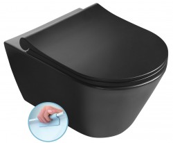 SAPHO - AVVA závěsná WC mísa Rimless, 35,5x53 cm, černá mat (100314-110)