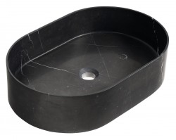 SAPHO - BLOK kamenné umyvadlo na desku, 55x37cm, matný černý Marquin (2401-51)