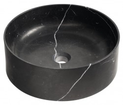 SAPHO - BLOK kamenné umyvadlo na desku, Ø 40cm, matný černý Marquin (2401-52)