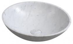 SAPHO - BLOK kamenné umyvadlo na desku Ø 42 cm, bílá carrara mat (2401-42)