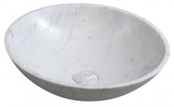 SAPHO - BLOK kamenné umyvadlo na desku Ø 42cm, bílá carrara mat (2401-42)