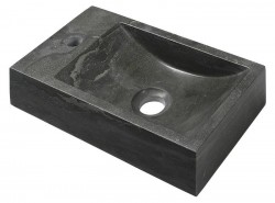 SAPHO - BLOK kamenné umývátko 40x10x22 cm, otvor vlevo, antracit (2401-38)