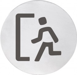 SAPHO - Cedule únikový východ, Ø 75, nerez mat (XP128)