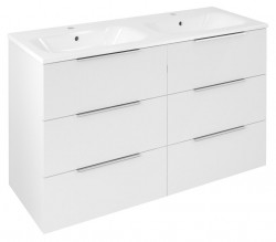 SAPHO - CIRASA umyvadlová skříňka 118,4x75x46cm, 3x zásuvka, bílá lesk (CR121-3030-31)