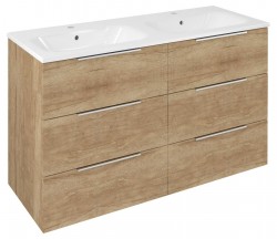 SAPHO - CIRASA umyvadlová skříňka 118,4x75x46cm, 3x zásuvka, dub alabama (CR121-2222-31)