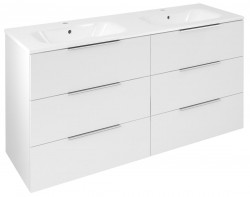 SAPHO - CIRASA umyvadlová skříňka 139,6x75x46cm, 3x zásuvka, bílá lesk (CR141-3030-31)