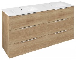 SAPHO - CIRASA umyvadlová skříňka 139,6x75x46cm, 3x zásuvka, dub alabama (CR141-2222-31)