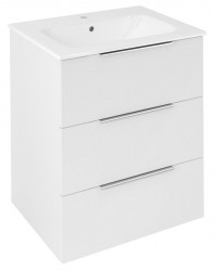 SAPHO - CIRASA umyvadlová skříňka 59,2x75x46cm, 3x zásuvka, bílá lesk (CR631-3030)