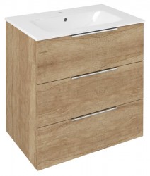 SAPHO - CIRASA umyvadlová skříňka 69,8x75x46cm, 3x zásuvka, dub Alabama (CR731-2222)