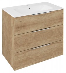 SAPHO - CIRASA umyvadlová skříňka 79,8x75x46cm, 3x zásuvka, dub Alabama (CR831-2222)
