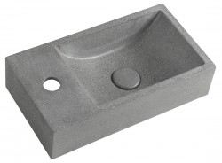 SAPHO - CREST L betonové umývátko, nástěnné, včetně výpusti, 40x22cm, černý granit (AR403)