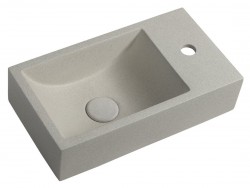 SAPHO - CREST R betonové umývátko, nástěnné, včetně výpusti, 40x22cm, bílý pískovec (AR413)