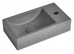 SAPHO - CREST R betonové umývátko, nástěnné, včetně výpusti, 40x22cm, černý granit (AR409)