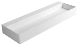 SAPHO - CUBIS umyvadlo, litý mramor, 120x40cm, bez otvoru, bílá (CU120-0)