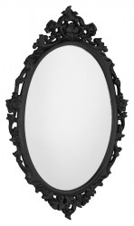 SAPHO - DESNA oválné zrcadlo ve vyřezávaném rámu, 80x100cm, černá (IN357)
