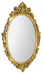 SAPHO - DESNA oválné zrcadlo ve vyřezávaném rámu, 80x100cm, zlatá (IN352)