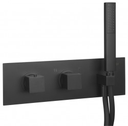 SAPHO - DIMY podomítková sprchová/vanová termostatická baterie s ruční sprchou, 2 výstupy, černá mat (DM493BL)