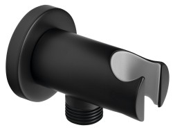 SAPHO - Držák sprchy kulatý, pevný, s vyústěním, černá mat (1205-09B)
