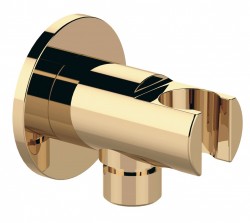 SAPHO - Držák sprchy kulatý, pevný, s vyústěním, zlato (1205-0917)