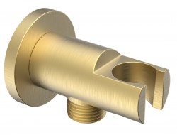 SAPHO - Držák sprchy kulatý, pevný, s vyústěním, zlato mat (1205-09GB)