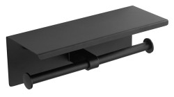 SAPHO - Dvojitý držák toaletního papíru s poličkou 30cm, černá mat (UN1196B)