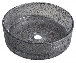 SAPHO - ERSEL skleněné gravírované umyvadlo na desku Ø 39,5cm, černá (TY323B)