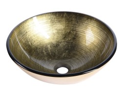 SAPHO - FIANNA skleněné umyvadlo na desku Ø 42cm, bronz/zlatá (2501-21)