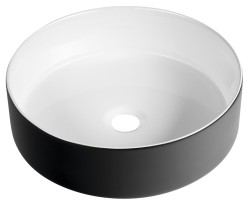 SAPHO - FIASTRA keramické umyvadlo na desku, Ø 40cm, bílá/černá mat (FT801B)