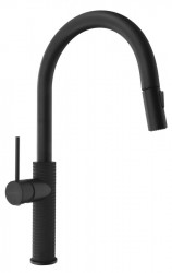 SAPHO - FLAWO stojánková dřezová baterie s výsuvnou sprškou, černá mat (FR576B)