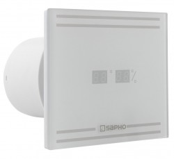 SAPHO - GLASS koupelnový ventilátor axiální s LED displejem, 8W, potrubí 100, bílá (GS103)